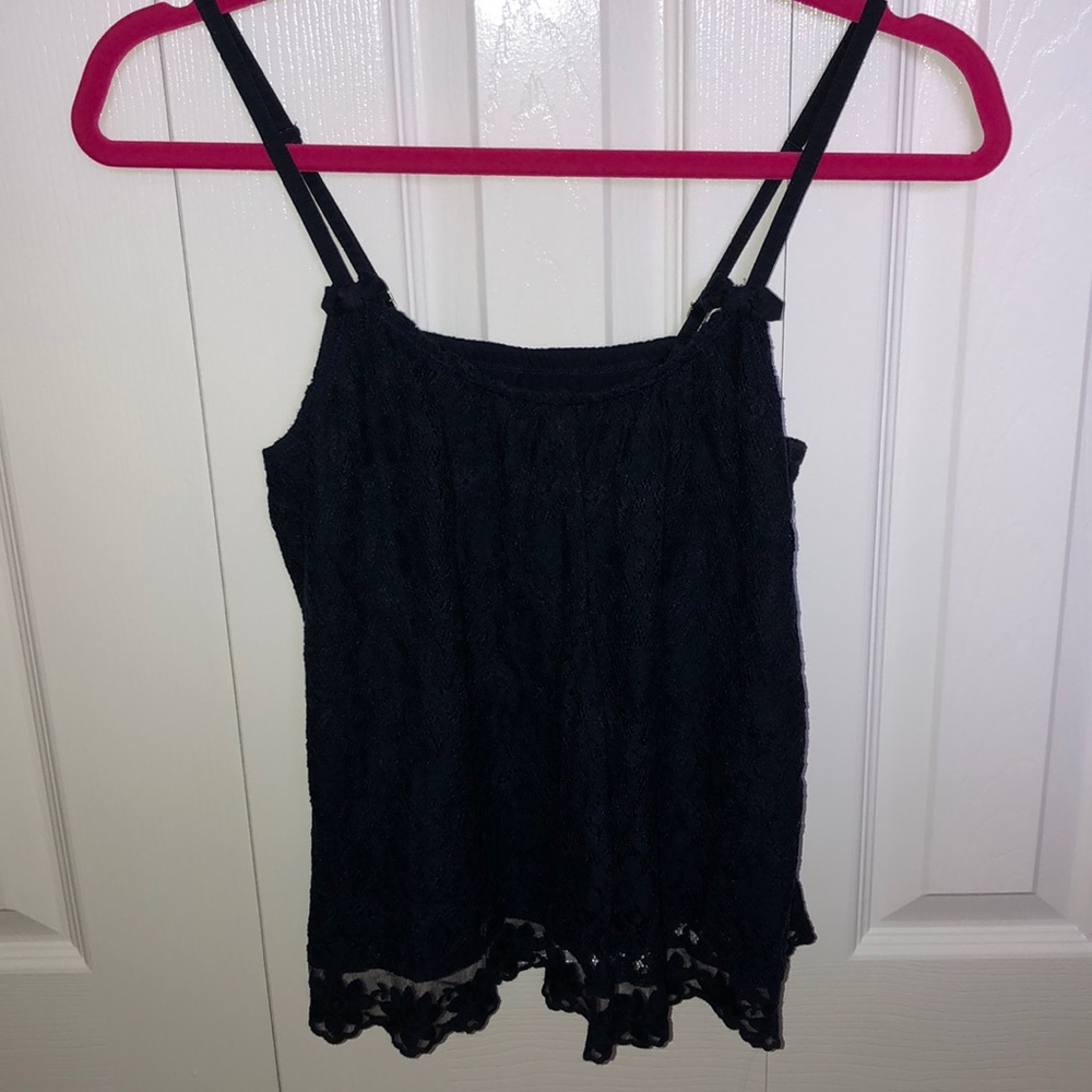 NAVY BLUE LACE DETAILING TANK TOP